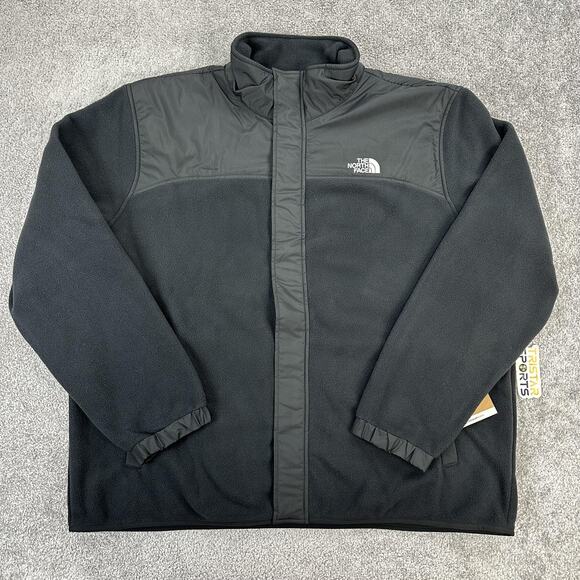 North Face Jacket Mens 2XL Tundra Full Zip Fleece Windproof Outdoor Black - Picture 1 of 13